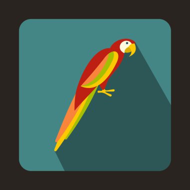Düz stil simgesinde renkli papağan