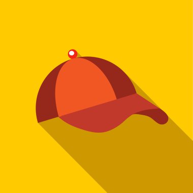 Turuncu beyzbol şapkası Icon, düz stil