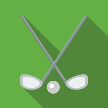 İki çarpı işareti golf kulüpleri ve top simgesi, düz stil