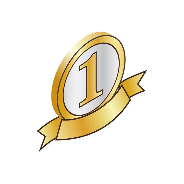 Etykieta ikona numer jeden, izometryczny styl 3d — Wektor stockowy
