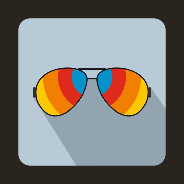 Óculos com ícone de lentes de arco-íris, estilo plano — Vetor de Stock