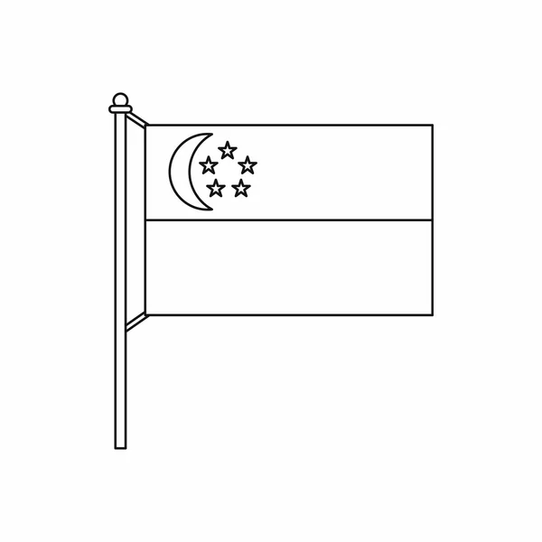 Bandera de Singapur icono, esquema de estilo — Vector de stock