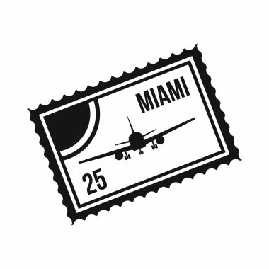 Uçak ve metin Miami içinde kutsal kişilerin resmi ile pul