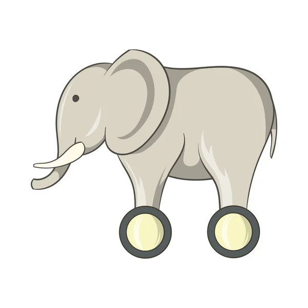 Іграшковий слон на коліщатках значок, мультиплікаційний стиль — стоковий вектор