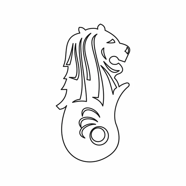 Estatua de Merlion, icono de Singapur, estilo de esquema — Vector de stock