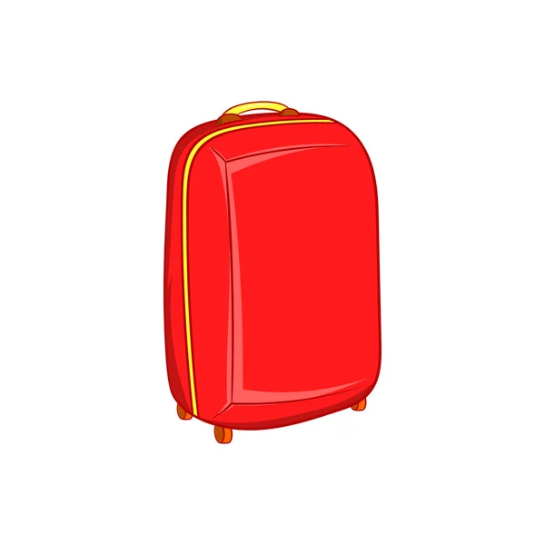 Icono de maleta de viaje rojo, estilo de dibujos animados — Vector de stock