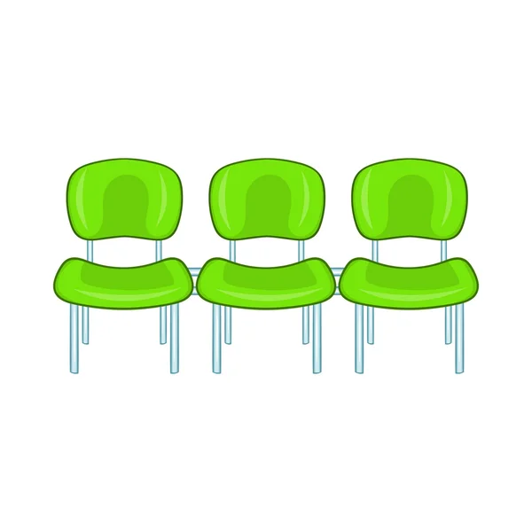 Icono de asientos verdes del aeropuerto, estilo de dibujos animados — Vector de stock