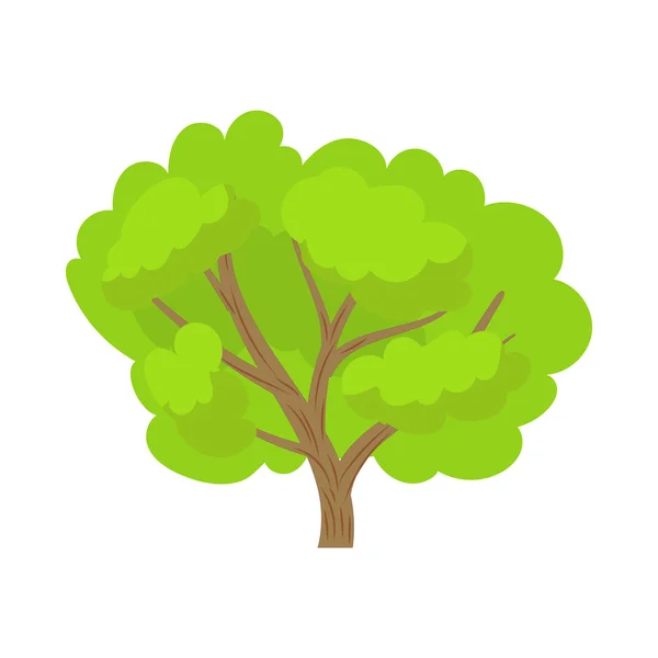 Yeşil ağaç simgesiyle çizgi film tarzı — Stok Vektör
