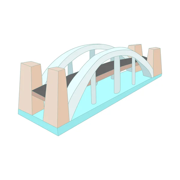 Brücke über Fluss-Ikone im Cartoon-Stil — Stockvektor