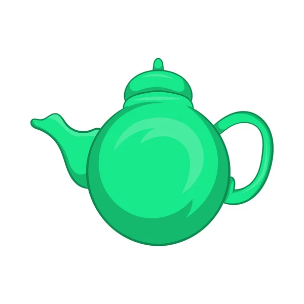 Grüne Teekanne Symbol, Cartoon-Stil — Stockvektor