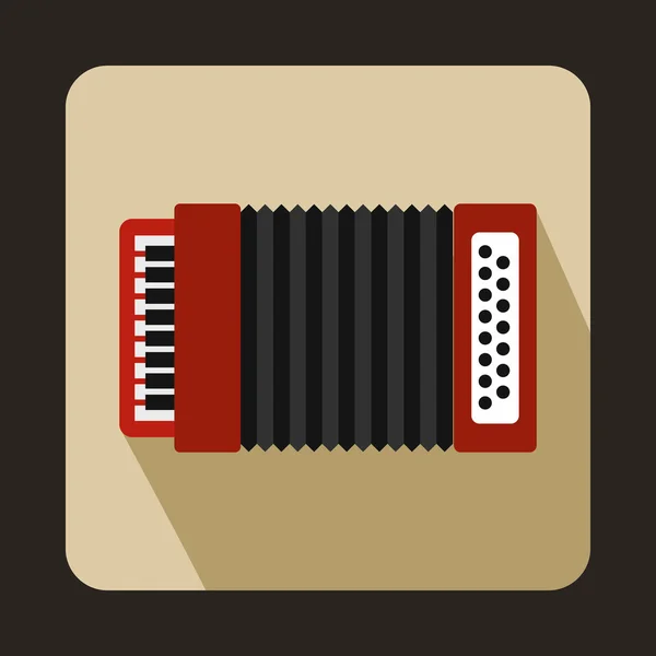 Piros harmonika ikon, lapos stílusú — Stock Vector