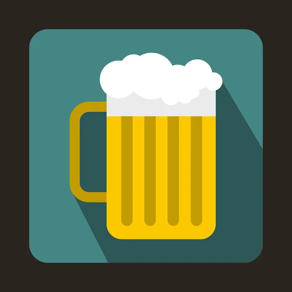 Pivní hrnek ikona v plochý — Stockový vektor