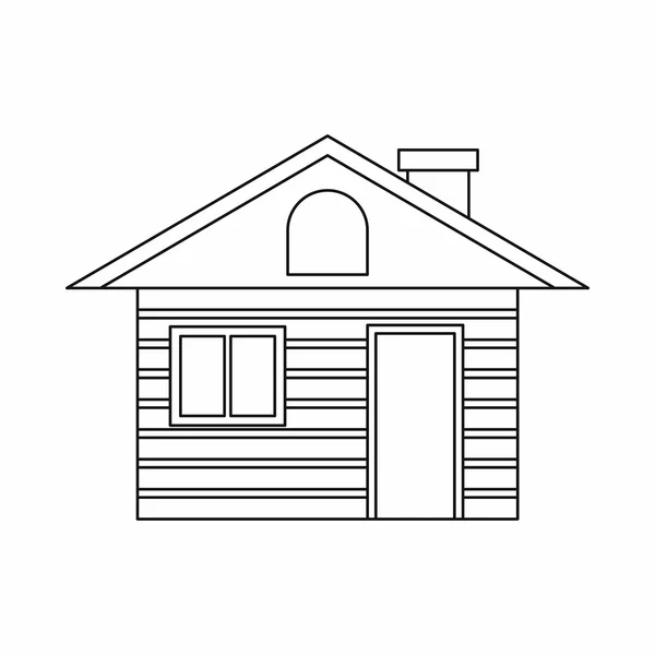 Icône maison en bois rond, style contour — Image vectorielle