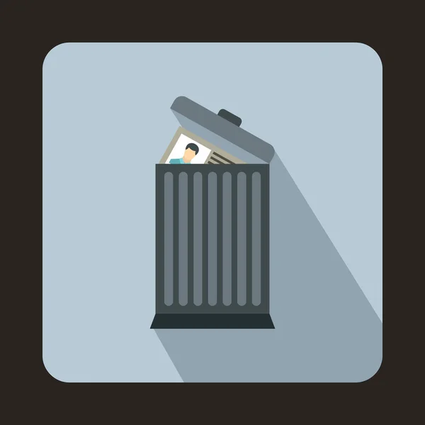 Resume thrown away in the trash can icon — Stock Vector