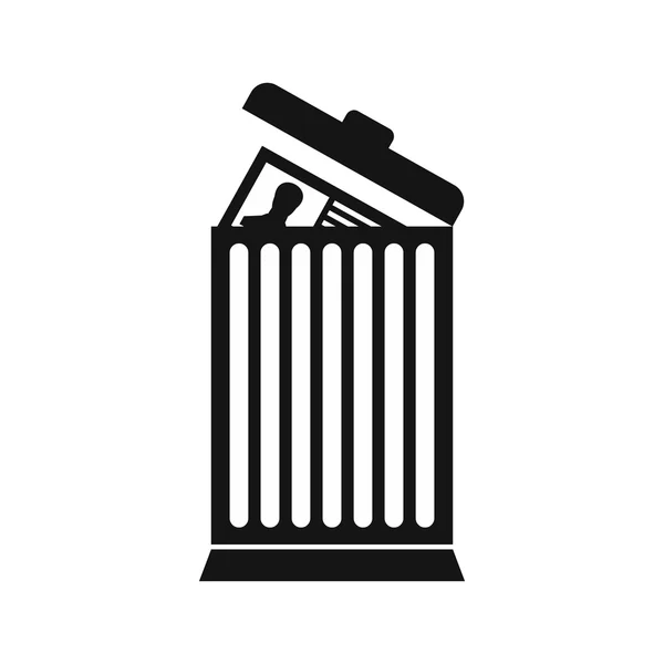 Resume thrown away in the trash can icon — Stock Vector