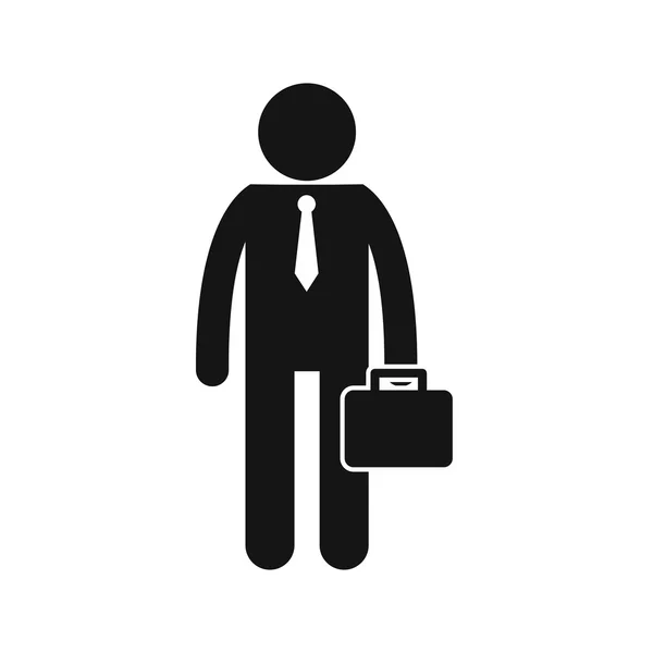 Homme d'affaires debout avec son icône porte-documents — Image vectorielle