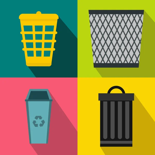 Lixo bin banners de lixo conjunto, estilo plano —  Vetores de Stock