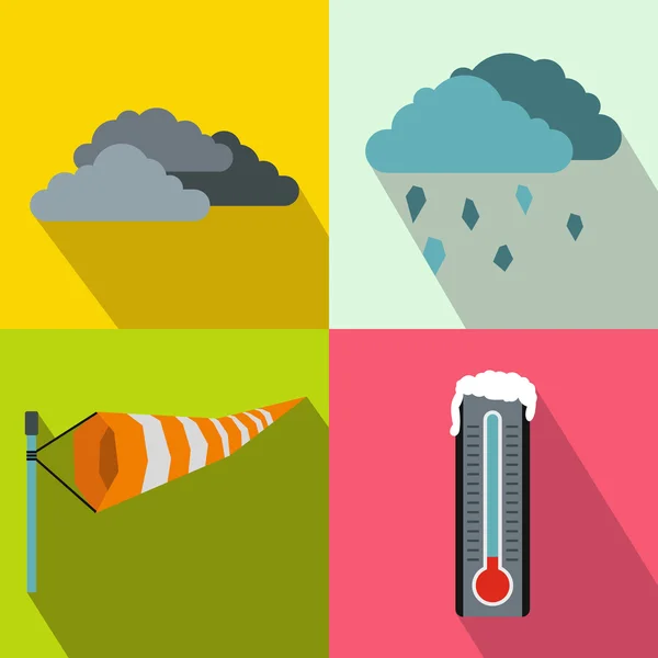 Set de banners meteorológicos, estilo plano — Vector de stock
