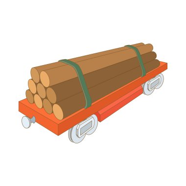 Tren vagonu günlükleri simgesi, karikatür tarzı yüklü