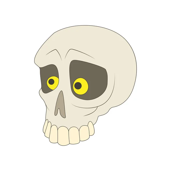 Icône du crâne humain dans le style de dessin animé — Image vectorielle
