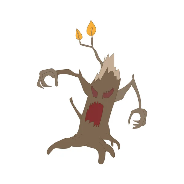 Halloween effrayant icône de l'arbre, style dessin animé — Image vectorielle