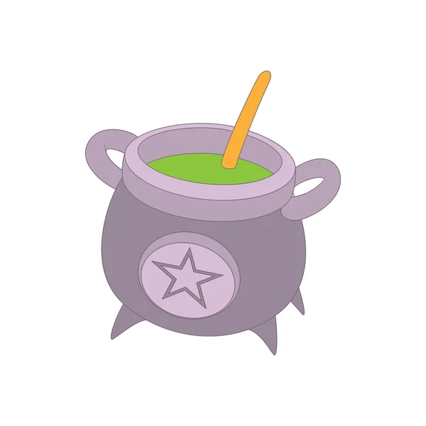 Chaudron sorcière avec icône de potion verte — Image vectorielle