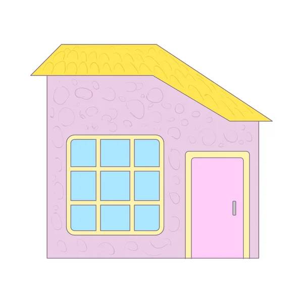 Stuga med gula tak och stora fönster ikonen — Stock vektor