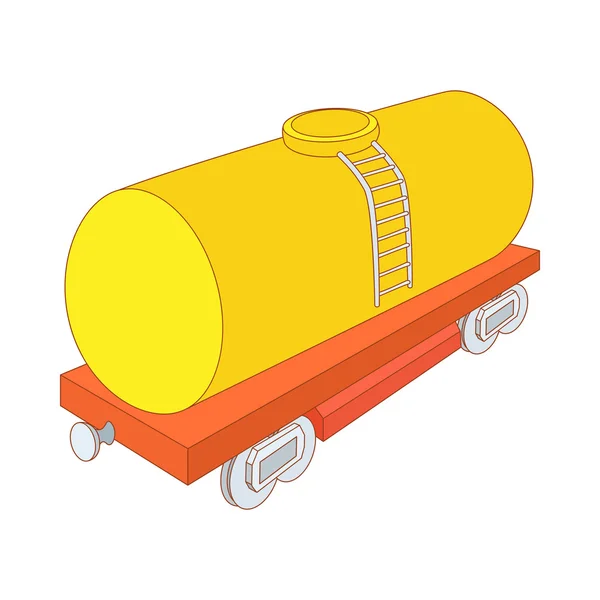 Gele spoorweg tank pictogram, cartoon stijl — Stockvector