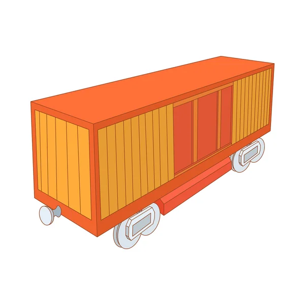 Ikon kontainer kargo kereta api, gaya kartun - Stok Vektor