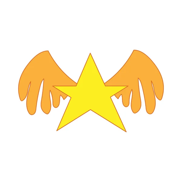 Stella d'oro con le ali icona, stile cartone animato — Vettoriale Stock