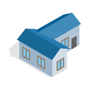 Mavi Ev simgesini, izometrik 3d stili
