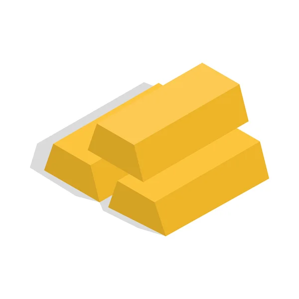 Gold bars icon, isometric 3d style — Stock Vector