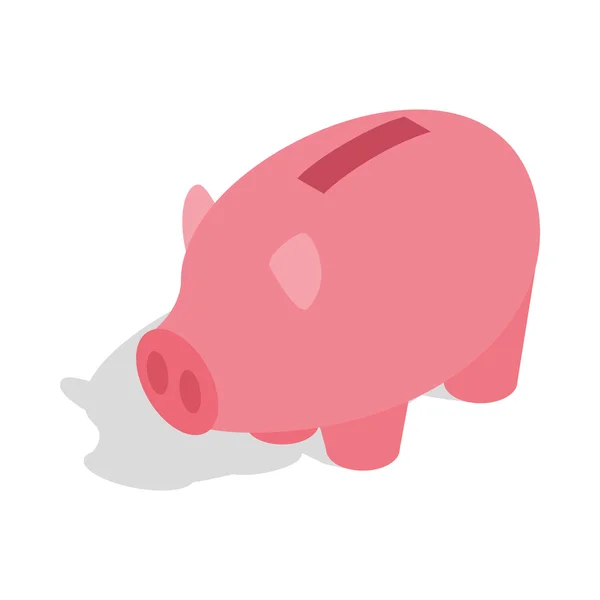 Piggy bank pictogram, isometrische 3D-stijl — Stockvector