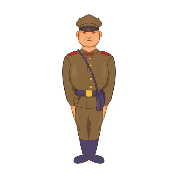 Un hombre en uniforme del ejército icono, estilo de dibujos animados — Vector de stock