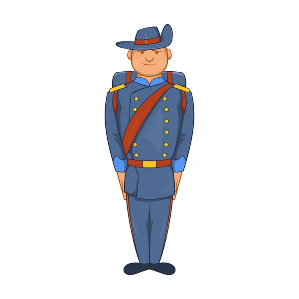 Hombre en uniforme azul del ejército icono del siglo XIX — Vector de stock