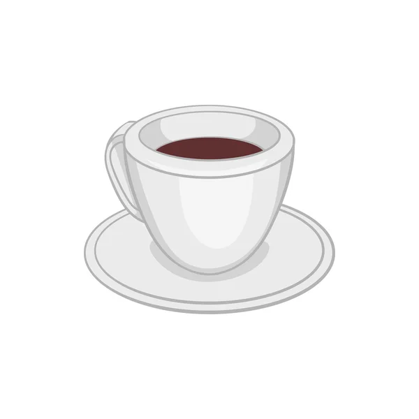 Taza blanca del icono del café, estilo de dibujos animados — Vector de stock