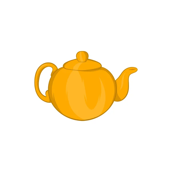 Оранжевый чайник значок, мультяшный стиль — стоковый вектор