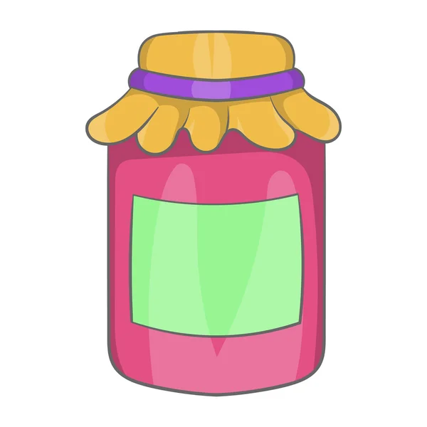 Confiture dans un pot en verre icône, style dessin animé — Image vectorielle