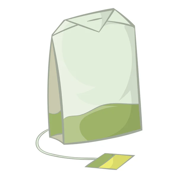 Bolsita de té verde icono, estilo de dibujos animados — Vector de stock