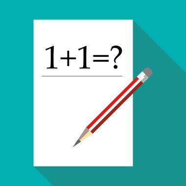 Bir artı bir metin simgesi beyaz kağıt