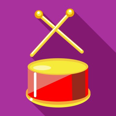 Sopaları simgesi, düz stil ile oyuncak davul