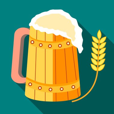 Bira ve SAP olgun arpa simgesinin ahşap kupa