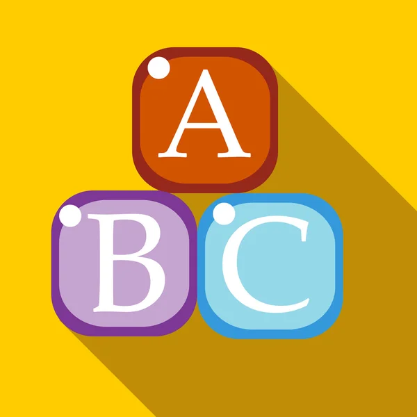 Kuber med bokstäverna A, B, C ikon, platt stil — Stock vektor