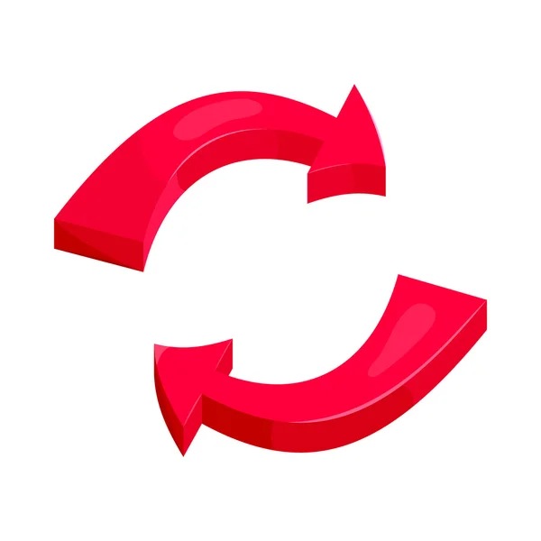 Icono de flechas de actualización roja en estilo de dibujos animados — Vector de stock