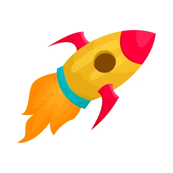 Yellow rocket icon in cartoon style — Stock Vector