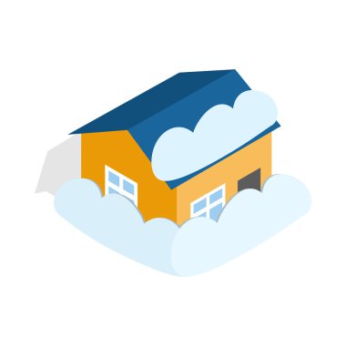 Ev kar simgesi, izometrik 3d stil kaplı