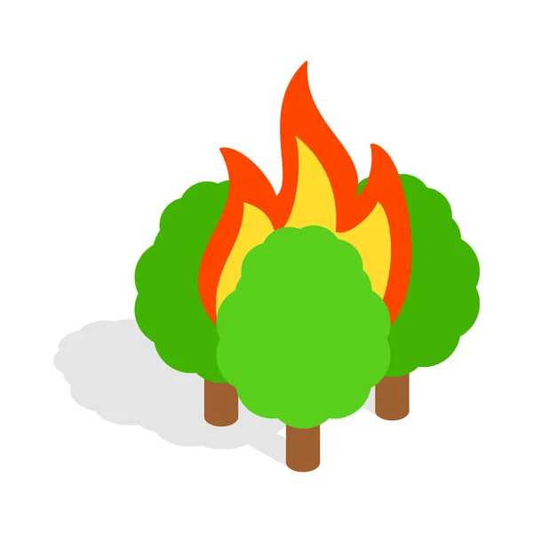 Burning trees icon, isometric 3d style — Stock Vector