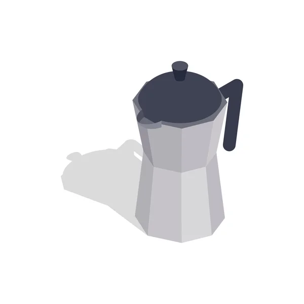 Stalen koffie pot pictogram, isometrische 3D-stijl — Stockvector