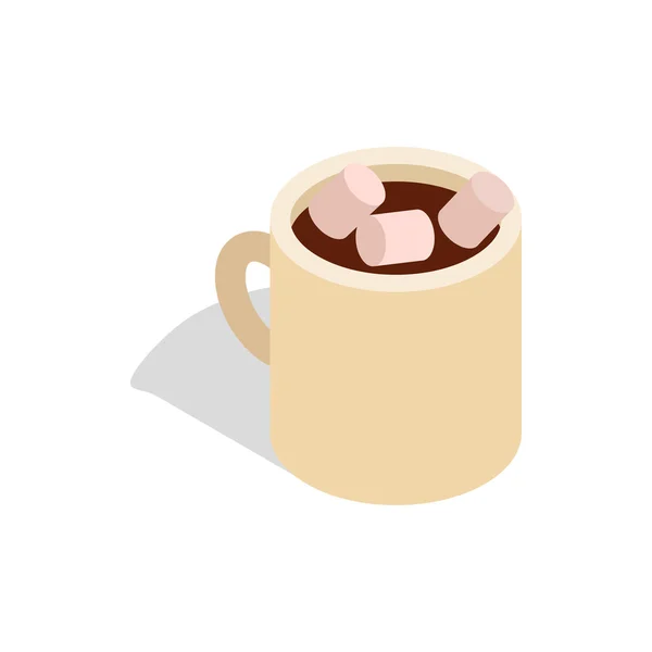 カップのアイコンにマシュマロとホット チョコレート — ストックベクタ