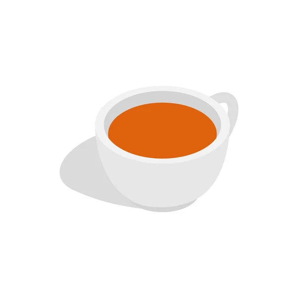 White cup of tea icon, isometric 3d style — Stock Vector